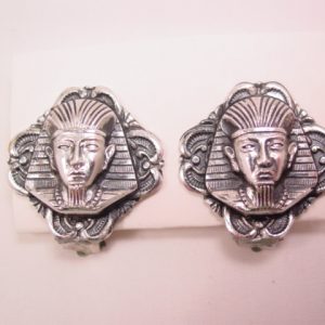 West German King Tut Aluminum Earrings
