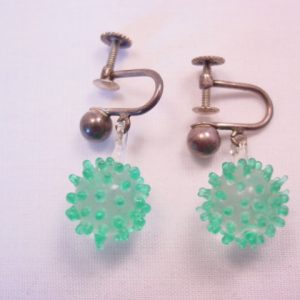 Glass Sea Urchin and Sterling Earrings