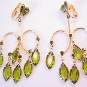 Olive Rhinestone Chandelier Earrings