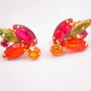 Vibrant Fall-Colored Rhinestone Earrings