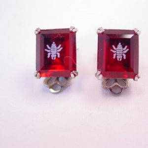 Red Rhinestone Louse Earrings