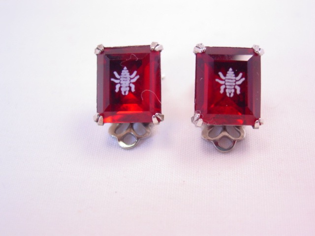 Red Rhinestone Louse Earrings