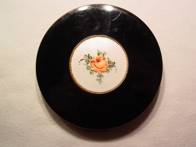Black, White and Rose Enamel Compact