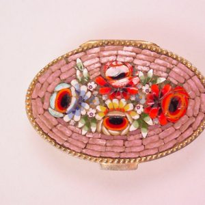 Red Roses on Lavender Background Italian Mosaic Box