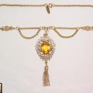 Whiting & Davis Topaz and Filigree Necklace
