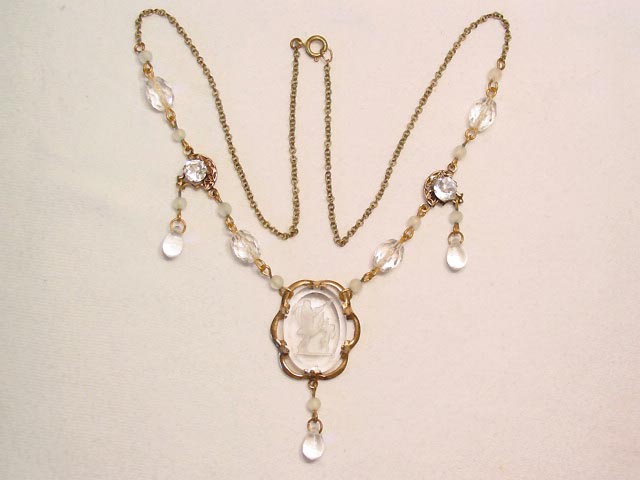 Frosted and Crystal Lavalier Necklace
