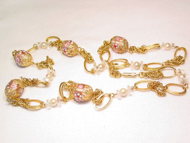 Crystal and White Venetian Necklace