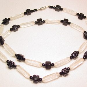Black Cubes and Clear Cylinders Necklace