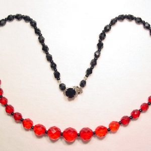 Black and Red Crystal Necklace
