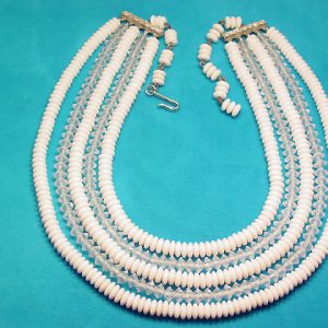 Milk Glass and Crystal Necklace