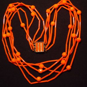 Opaque Orange Glass Bead Necklace