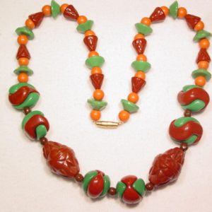 Brown and Green Glass Necklace