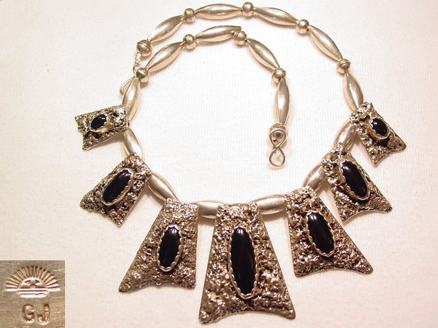 Silver Onyx GJ Necklace