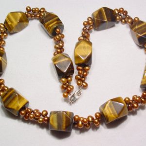 Tiger’s Eye and Cultured Pearl Necklace