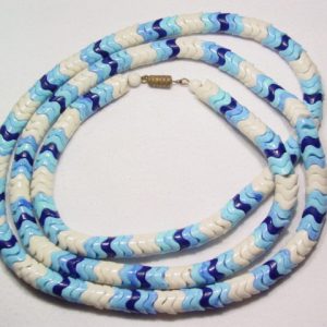 Large Blue and White Glass Unusual Necklace