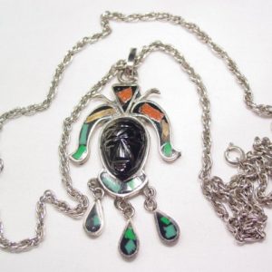 Onyx Face Inlaid Mexico Necklace