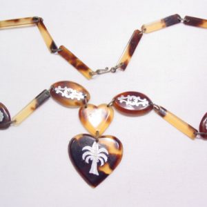 Tortoise Shell with Silver Inlay Necklace