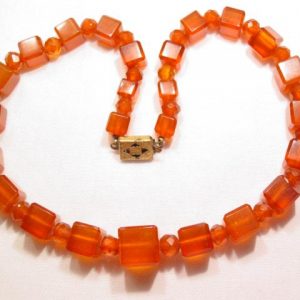 Square-Beaded Amber Necklace