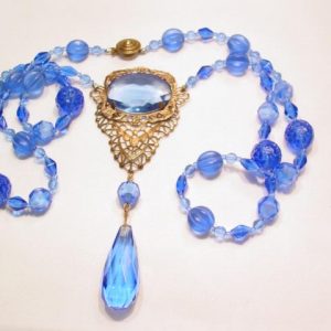 Blue Glass Drop Necklace