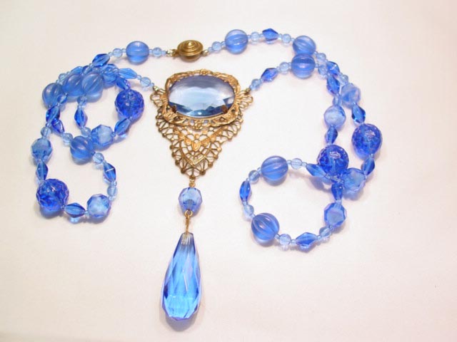 Blue Glass Drop Necklace