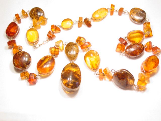 Large Amber Necklace with Pendant