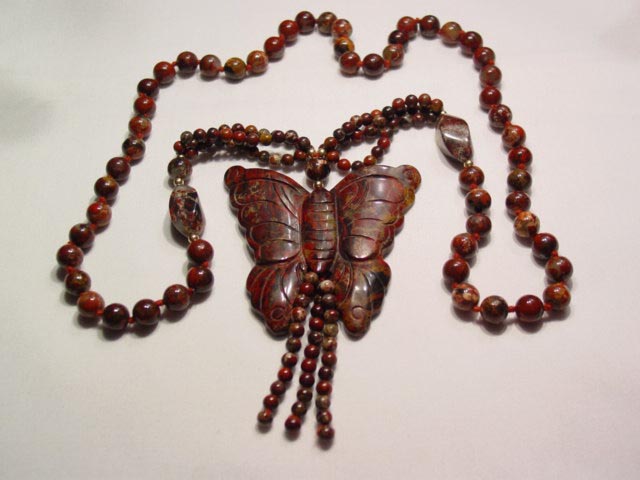 Natural Stone Butterfly Necklace