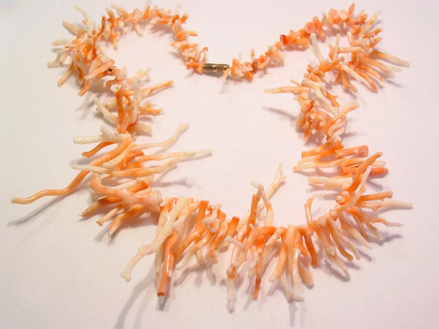 Pale Orange and Creme Branch Coral Necklace