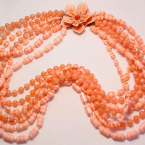 Orange Flower 7-Strand Necklace