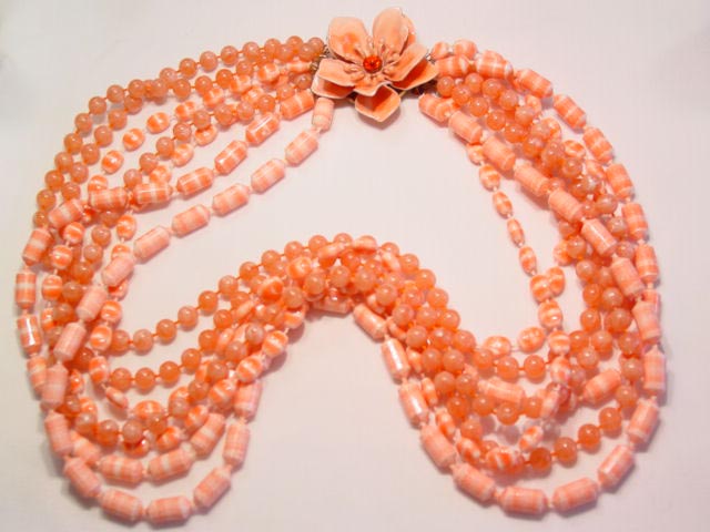 Orange Flower 7-Strand Necklace