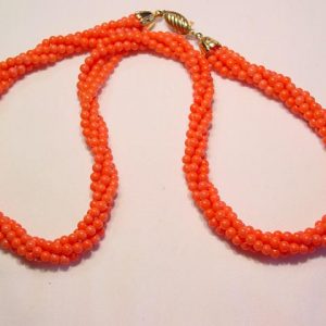 Coral Colored Glass Beads Necklace