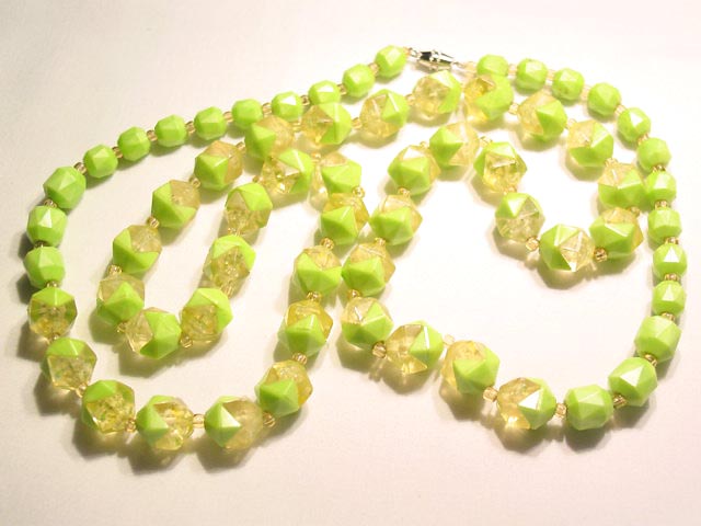 Lime and Translucent Yellow Zig-Zag Necklace