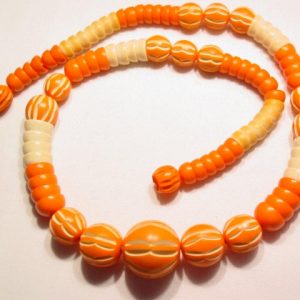 Old Wooden Orange and Cream Necklace