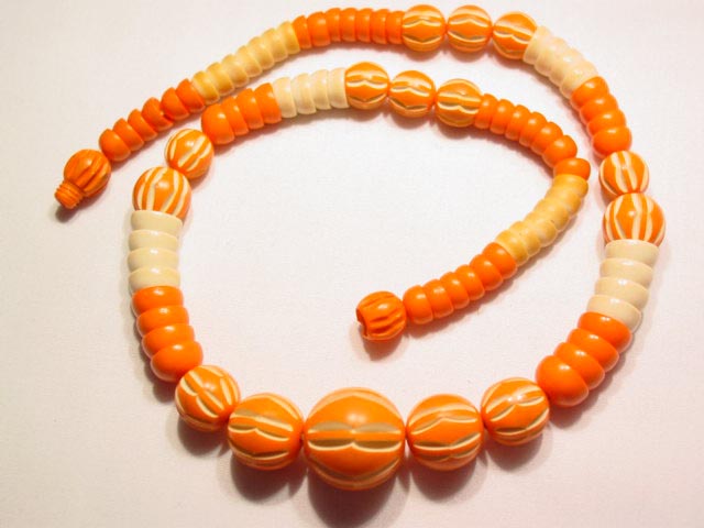 Old Wooden Orange and Cream Necklace