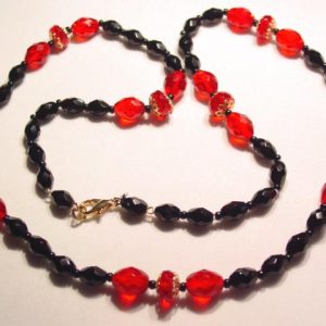 Red and Black Crystal Necklace