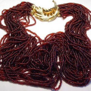 20-Strand Reddish-Brown Glass Bead Necklace