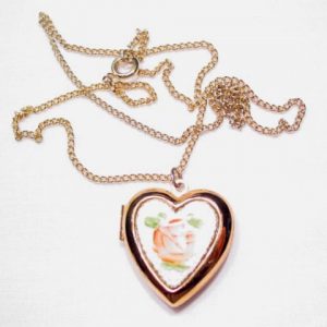 Enameled Heart Locket Necklace