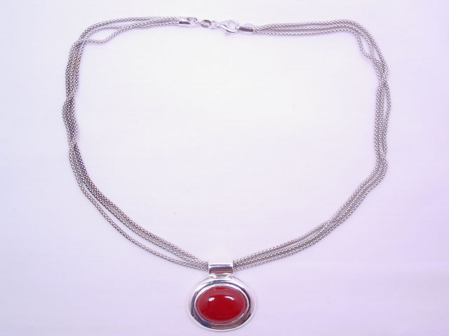 Italian Sterling and Carnelian Necklace