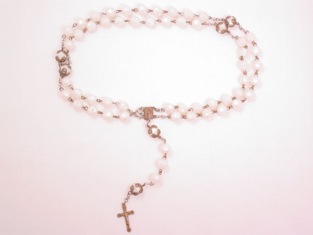 White Plastic Rosary Necklace