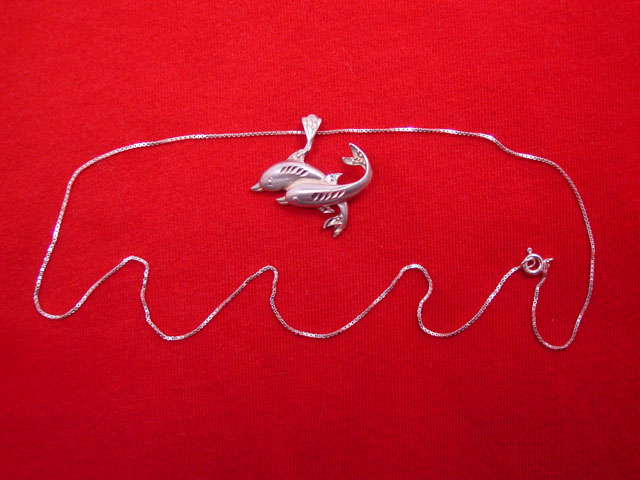 Sterling Double Dolphin Necklace