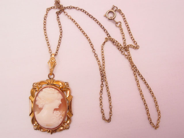 Gold-Filled and Real Shell Cameo Locket Necklace