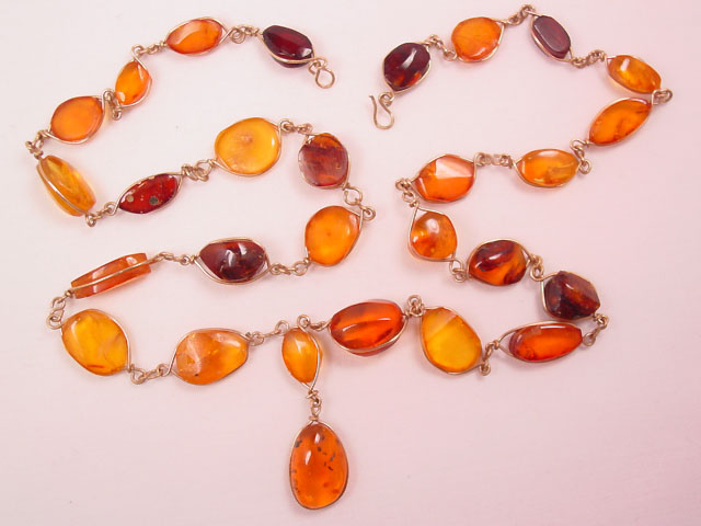Small Real Amber Necklace and Pendant