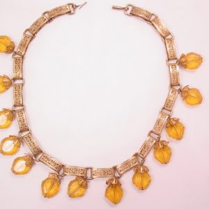 Old Filigree and Citrine-Colored Necklace