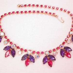 Beautiful Purple, Magenta and Aurora Borealis Necklace