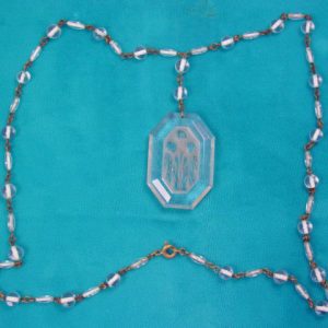Vintage Czechoslovakian Oblong Octagon Crystal Intaglio Necklace