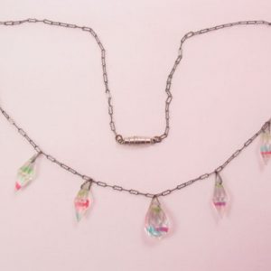 Delicate, Rainbow-Striped Crystal Necklace