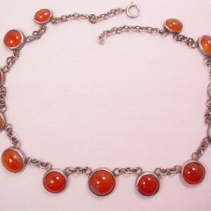 Sterling and Orange Agate Necklace