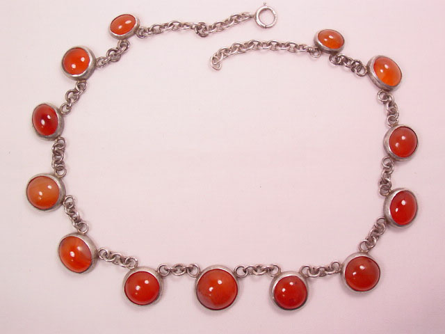 Sterling and Orange Agate Necklace