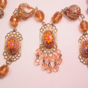 Peach Glass and Venetian Necklace