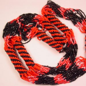 Red and Black Woven Seed Bead Necklace