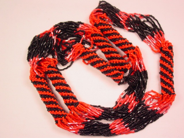 Red and Black Woven Seed Bead Necklace
